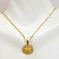 14K Gold Sand Dollar Shell Etched Textured Pendant Box Chain Necklace 3.9g image number 2