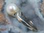 10K White Gold Cultured Pearl Ring 2.7g image number 2