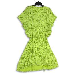 Lands' End Womens Lime Green Blue Polka Dot V-Neck Wrap Dress Size 2X alternative image