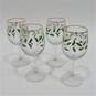 Lenox Holiday Goblet Set Of 4 Holly Leaf Berry Print Wine Glasses IOB Gold Rim image number 2