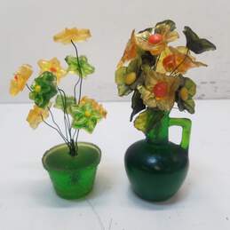 2  Lucite Wired Floral Sculptures  Vintage Acrylic Possible Flowers