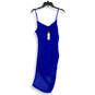 NWT Womens Blue Spaghetti Strap Ruched Pullover Bodycon Dress Size Small image number 1