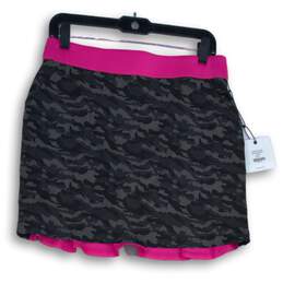 NWT Belyn Key Womens Gray Pink Camouflage Elastic Waist Pull-On Skort Size S