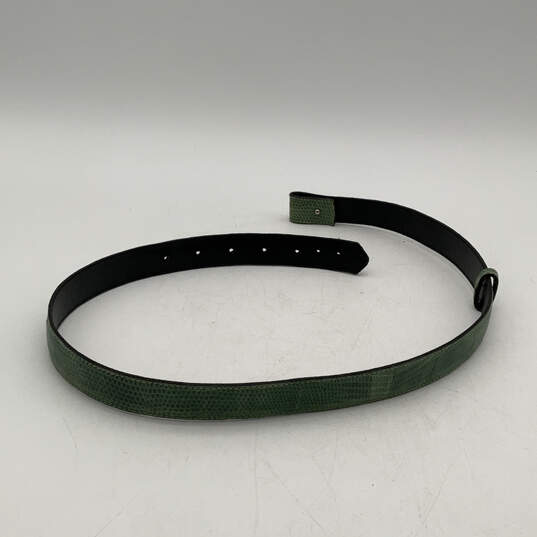Womens Green Textured Leather Genuine Lizard Adjustable Waist Belt Size 28 image number 2
