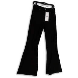 NWT Womens Black Dark Wash Stretch Pockets Denim 90's Flared Jeans Size 5