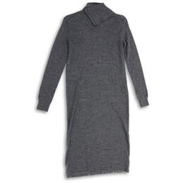 Womens Gray Knitted Long Sleeve Knee Length Sweater Dress Size Small alternative image