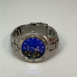 Designer Fossil AM-3345 Silver-Tone Stainless Steel Blue Dial Wristwatch