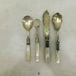 Assorted Vintage Serving Utensils Olive Sugar Tongs Cocktail Tools Mother of Pearl Silver alternative image