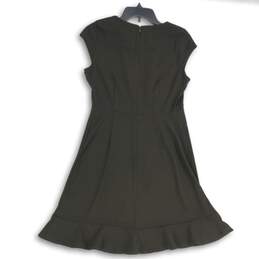 Banana Republic Womens Black Round Neck Cap Sleeve Back Zip A-Line Dress Size 4P alternative image