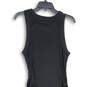 Womens Black Ruched Wide Strap Round Neck Midi Bodycon Dress Size Medium image number 4