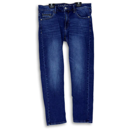 Womens Blue Denim Dark Wash Pockets Stretch Skinny Leg Jeans Size 30 image number 1