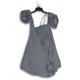 NWT Womens Blue Gingham Cold Shoulder Sleeve Mini Dress Size M alternative image