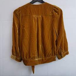 Madewell gold cropped velvet wrap top XS alternative image