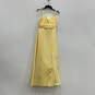 Womens Yellow Ruched Sleeveless Square Neck Zip Bridesmaid Maxi Dress Sz 16 image number 1