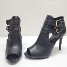 Michael Kors Blaze Open Toe Black Peep Toe Heeled Boots Women's Size 7.5M