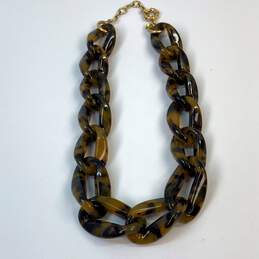 Designer J. Crew Gold-Tone Tortoise Ring Clasp Chunky Link Chain Necklace alternative image
