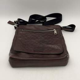 Coach Womens Brown Leather Logo Charm Inner Zipper Pockets Crossbody Bag Purse