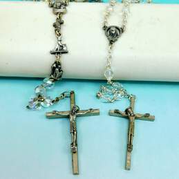 Vintage Silver Tone & Aurora Borealis Rosary Prayer Beads 99.8g