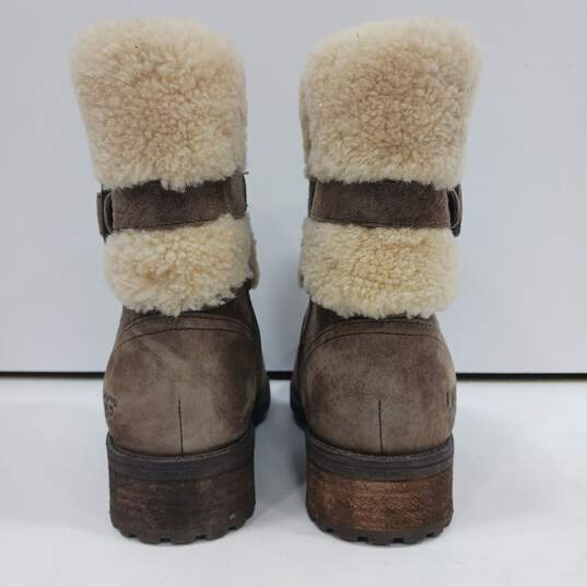 UGG Buckle Zip-Up Sheepskin Suede Boots (Size 5 Women's) image number 4