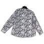NWT Womens White Navy Floral Spread Collar Long Sleeve Button-Up Shirt XL image number 1