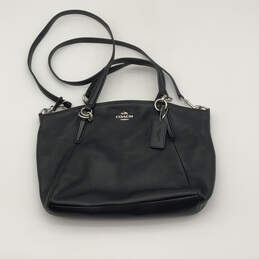 Womens Black Leather Detachable Handle Logo Charm Crossbody Bag alternative image