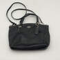 Womens Black Leather Detachable Handle Logo Charm Crossbody Bag image number 2