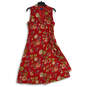 Womens Red Floral Collared Surplice Neck Sleeveless Wrap Dress Size 8 image number 1
