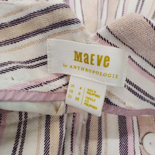 Maeve by Anthropologie Striped Linen Wide Leg Pants Women's Size 0 image number 3
