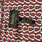 Womens Red White Geometric Waist Tie Collared Midi Wrap Dress Size Medium image number 3