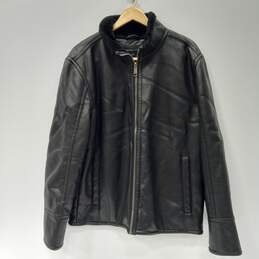 Men’s Andrew Marc Faux Leather Fur Lined Bomber Jacket Sz L NWT