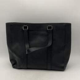 Womens Black Leather Bottom Studs Charm Double Handle Tote Bag alternative image