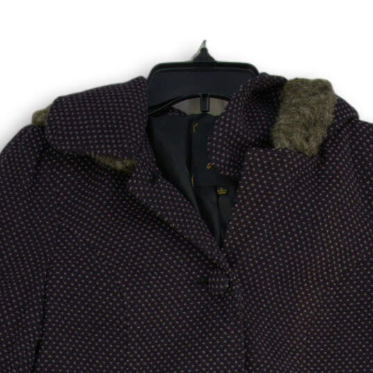 Womens Purple Polka Dot Long Sleeve Hooded Button Front Jacket Size L image number 3