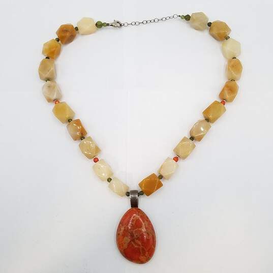Barse Sterling Silver Yellow & Orange Gemstone Pendant Necklace 144.2g image number 4
