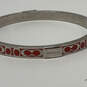 Designer Coach Silver-Tone Red Thin Fashionable Slide On Bangle Bracelet image number 4