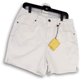 NWT Womens White Denim Medium Wash Pocket Stretch Mom Shorts Size 16
