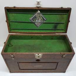 Vintage Craftsman Miller Machinist Wood Oak Storage Tool Box Chest alternative image