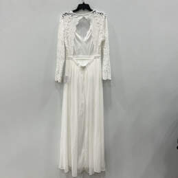 NWT Womens White Lace Long Sleeve V-Neck Back-Zip Maxi Dress Size Large alternative image