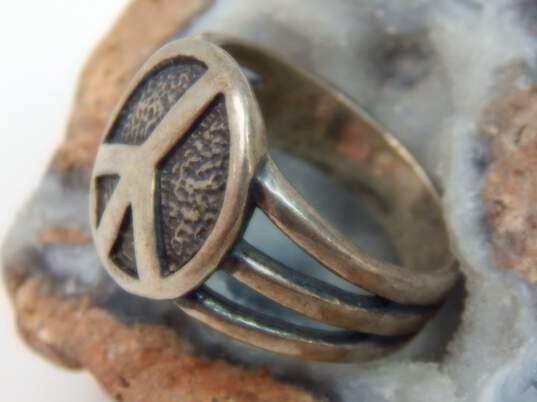 Silpada Sterling Silver Peace Sign Ring 6.3g image number 3