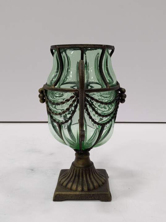 Antique French Glass Caged Footed Vase image number 2