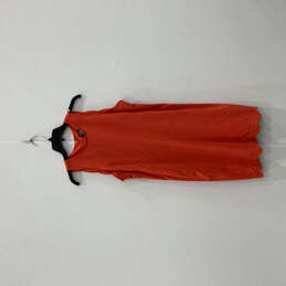 Womens Orange Sleeveless Round Neck Regular Fit Back Zip Shift Dress Sz 10