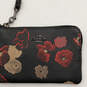Womens Black Red Floral Leather Zipper Detachable Strap Wristlet Wallet image number 5