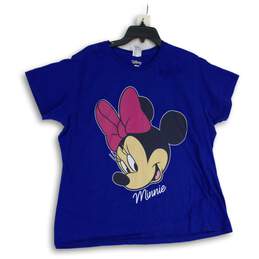 Disney Womens Blue Minnie Mouse Short Sleeve Pullover T-Shirt Size 3XL