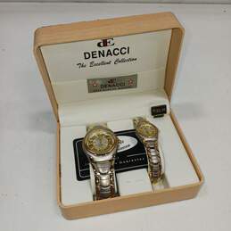 Denacci Silver ad Gold Tone His and Her Wristwatch Set
