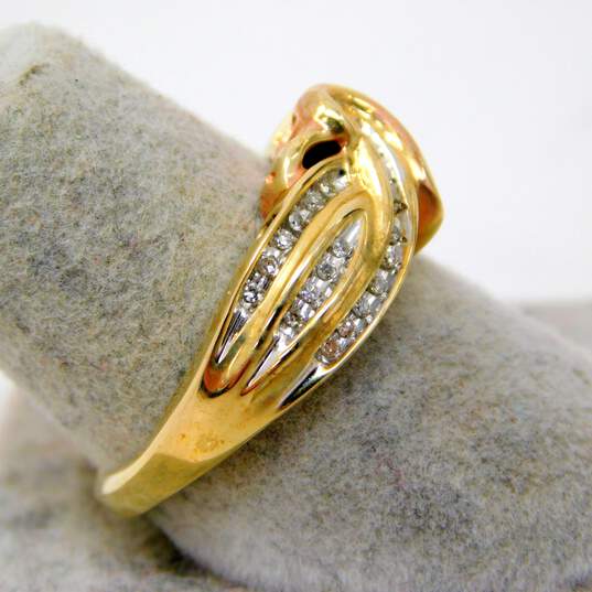 10K Yellow Gold 0.08 CTTW Channel Set Diamond Love Crossover Ring 2.3g image number 4