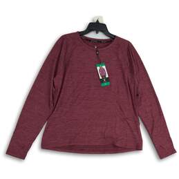 NWT Womens Pomegranate Space Dye Long Sleeve Crew Neck Activewear T-Shirt Sz XL