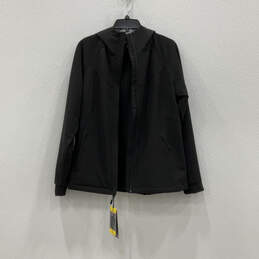 NWT Womens Black Pockets Long Sleeve Hooded Full Zip Jacket Size Small alternative image