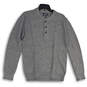 Mens Gray Heather Knitted Henley Long Sleeve Pullover Sweater Size M image number 1