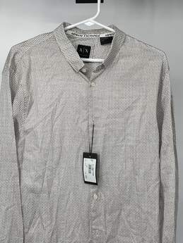 Mens White Geometric Collared Regular Fit Button-Up Shirt Sz L T-0531469-E alternative image