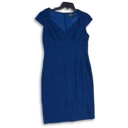 Adrianna Papell Womens Blue Cap Sleeve Back-Zip Bodycon Dress Size 10 alternative image