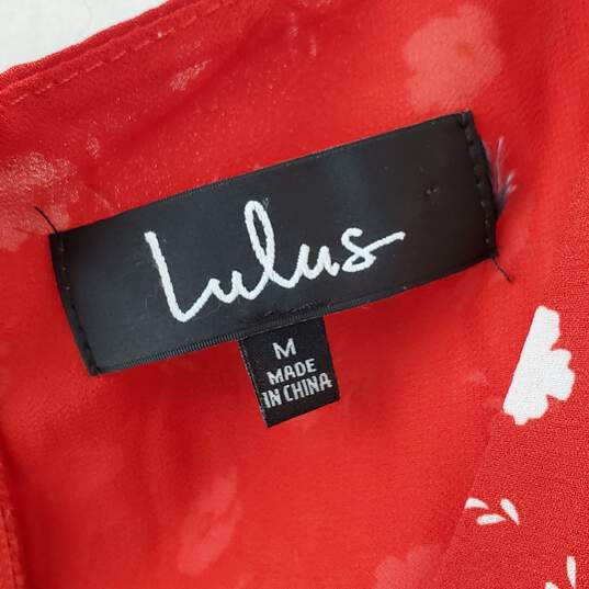 Lulus Red w White Floral Print Jumpsuit Size M image number 3